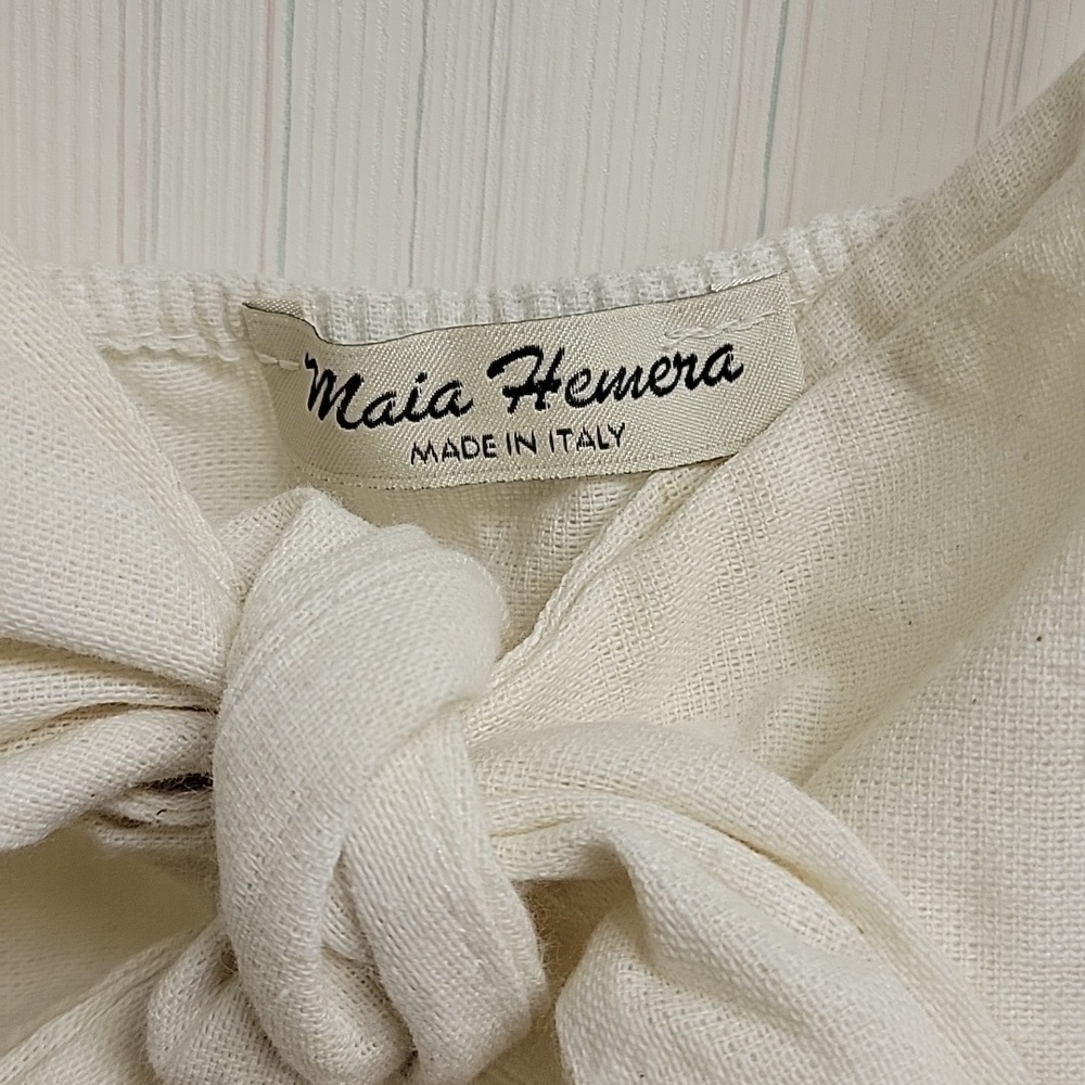 Maia Hemera cotton/polyester made in Italy tie front dress women's sz small NWT - Picture 4 of 5